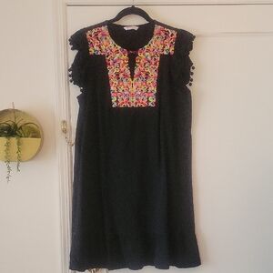 Black Embroidered Women's Dress